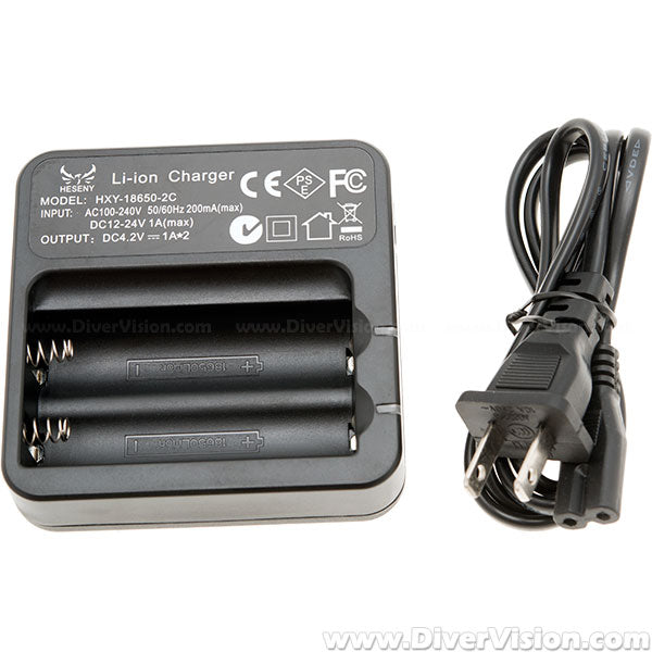 Heseny Two Slots 18650 Li-ion Battery Charger